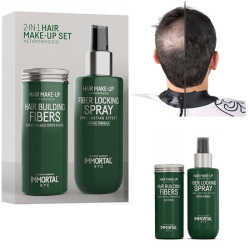Фибри за сгъстяване на коса Тъмно кафяво - Immortal Hair Building Fibers 20gr & Fibers Locking Spray 150мл - Dark Brown