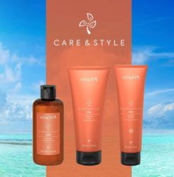 Комплект за слънце ( шампоан, маска и крем)  + подарък чанта за плаж - Vitality's Sun Kiss Care & Style Sole Kit