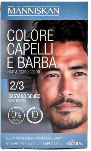 Боя за коса и брада цвят 2/3 (черно-кафяво) - Kaaral  Manniskan Fast Color Barba 2/3 
