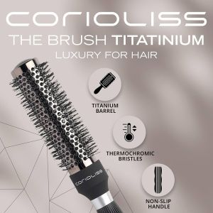 Професионална четка с променящи се цвета бодлички при достигане на оптимална температура - Corioliss Тhe Brush Тitanium 43 mm