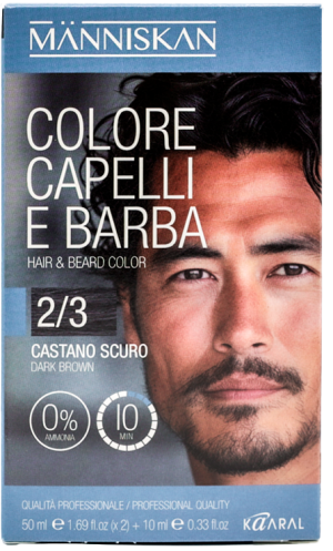 Боя за коса и брада цвят 2/3 (черно-кафяво) - Kaaral  Manniskan Fast Color Barba 2/3 