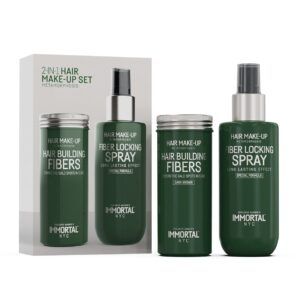 Фибри за сгъстяване на коса Черно - Immortal Hair Building Fibers 20gr & Fibers Locking Spray 150мл - Black