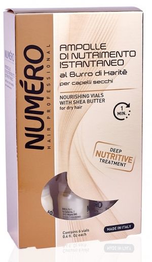 Подхранващи ампули с масло от карите - Brelil Numero Nourishing Vials With Shea Butter for dry Hair, 6 x 12 ml