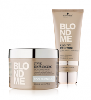 Комплект за блондинки с шампоан и маска + подарък раница -Schwarzkopf Professional Blondme Keratin Restore Set All Blones 250ml-200ml