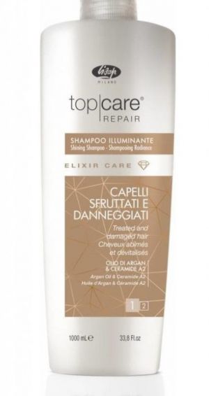 Шампоан за блясък на третирани и увредени коси - Lisap Top Care Repair Elixir Care - Shampoo Illuminante 1000 мл