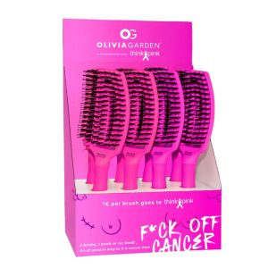 Професионална четка с глигански косъм (лимитирана серия)- Olivia Garden Finger Combo  Think Pink Brush Special Edition